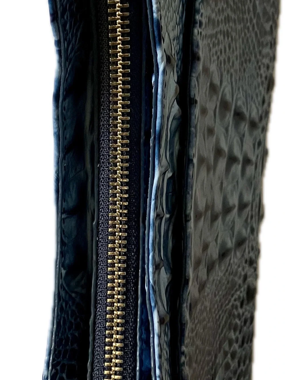 Brahmin Blue Croc-Embossed Leather Shoulder Bag